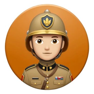 circular achievement style badge for a gr general featuring a soldier with the letters GR on their helmet sticker