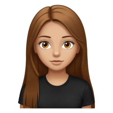 Burnett girl with long brown straight hair. Hazel eyes with long eyelashes. Wearing a black t shirt. sticker