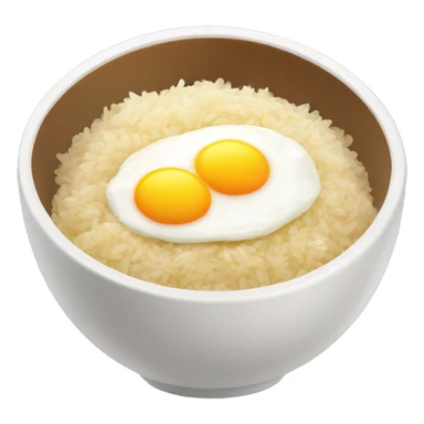 a bowl of rice with two eggs and chicken thigh front view sticker