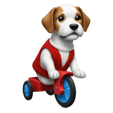Dog wearing a sweater vest riding a tricycle  sticker