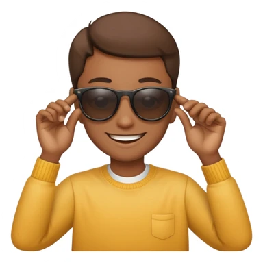 Emoji tilting head and lowering sunglasses to see sticker