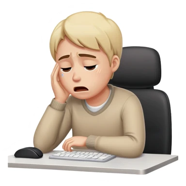 person sitting at a modern desk crying sticker