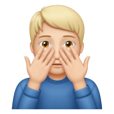 Covering the face with hands and peeping through your finger sticker