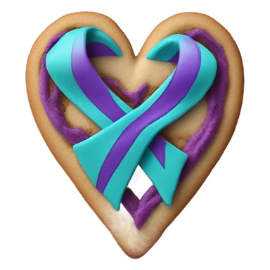 Purple teal Suicide awareness ribbon, heart cookie sticker