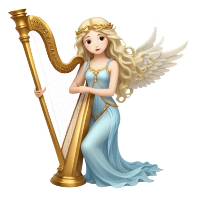 Muse of inspiration with wings and a harp in her hand sticker