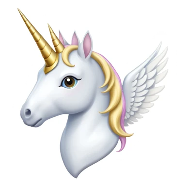 White heart with gold unicorn horn & white wings sticker