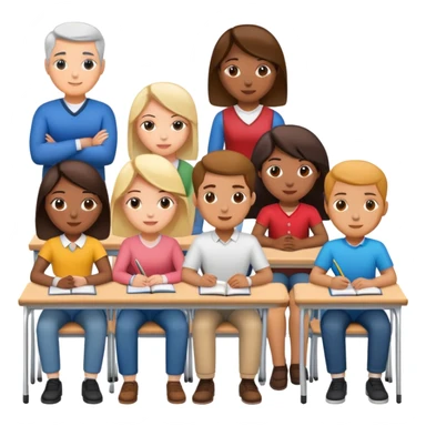 adults sitting in a classroom sticker