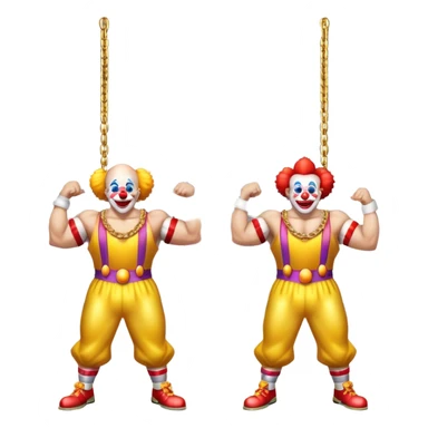 clowns with golden chain on the neck training in gym. full height  sticker