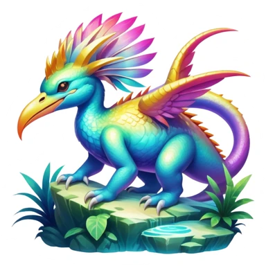 Epic shiny tropical divine legendary complex detailed iridescent gradients aesthetic-Fakémon-creature-scenery sticker