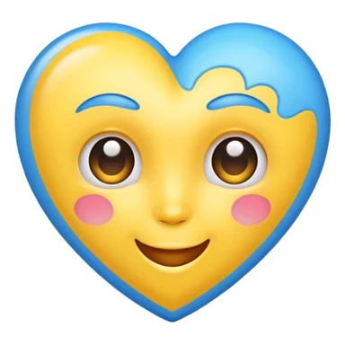 Love face with blue and yellow heart sticker