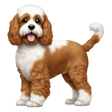 brownish orange cockapoo in colour, with white fur ONLY in her stomach and chin, and feet sticker
