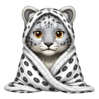 Shivering snow leopard in a blanket sticker