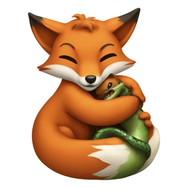 fox hugs snake sticker
