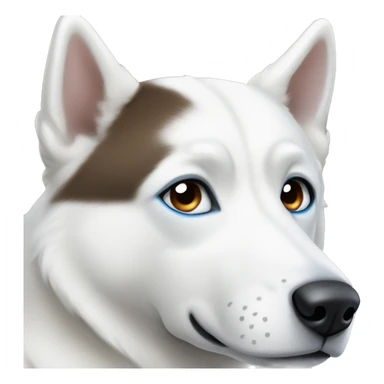 white husky with one blue eye and one brown eye sticker