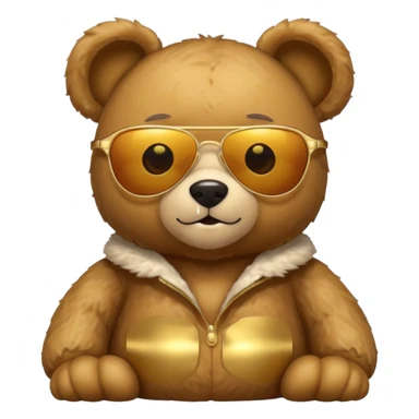 gold metal glow sunglasses tedy bear sticker