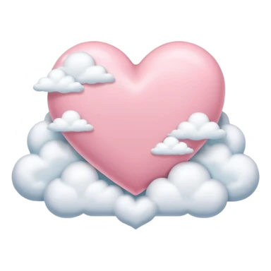 pastel pink heart surrounded by clouds iOS Apple emoji style sticker