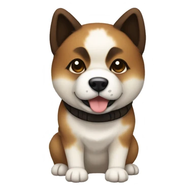 Akita with tortoise shell coloring, brown and black fur, without any white sticker