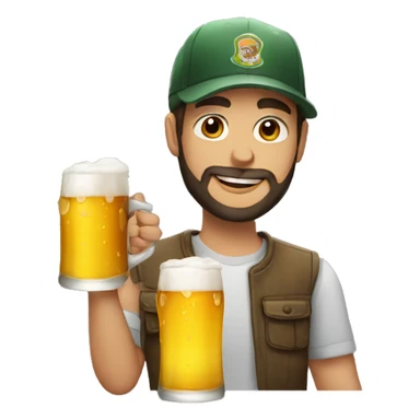 young man with beard and a cap drinking beer  sticker