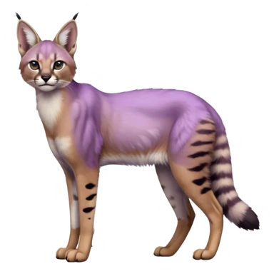 Realistic wild real life cute cool beautiful gorgeous floral pastel-lilac-violet-lavender caracal-serval-civet-genet-hybrid-animal-Fakémon-fursona photo IRL outside (full body) sticker