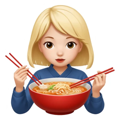 Girl eating ramen sticker