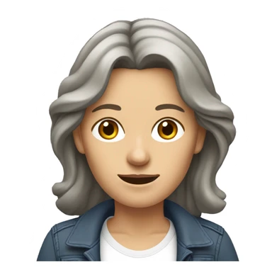 A middle-aged European woman, thin, with long, wavy brown hair. The woman has jeans and a loose T-shirt. She wears dark sneakers. A full-body image. sticker