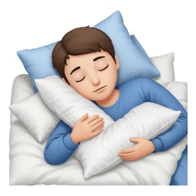 Un garçon qui dort avec oreiller, blanc et couette blanche sticker