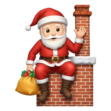 Santa Claus is carrying a bag of presents and climbing down the chimney. sticker