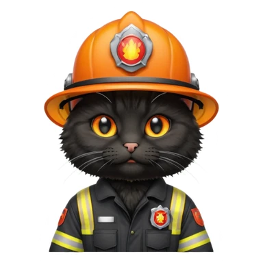 black cat in firefighter suit sticker