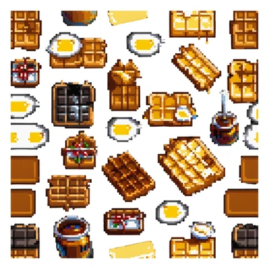 8-bit pixelated waffle with syrup and butter sticker