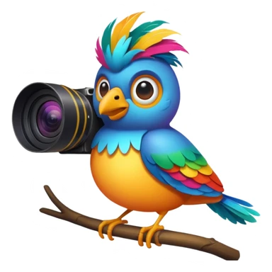 cool looking bird with a camera sticker
