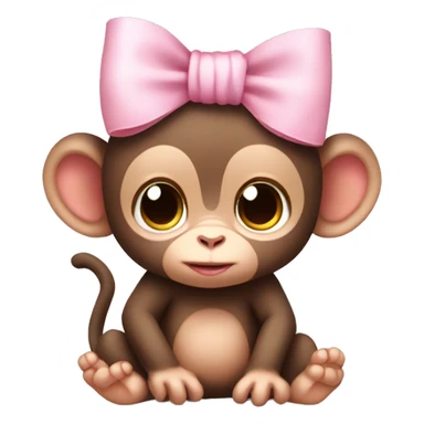 cute baby monkey with light pink bow on the side of its head sticker
