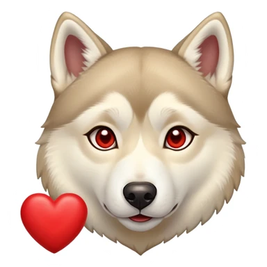 Husky, beige doré Avec plein de cœur rouge autour de sa tête sticker