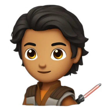 Ezra bridger long hair with lightsaber sticker
