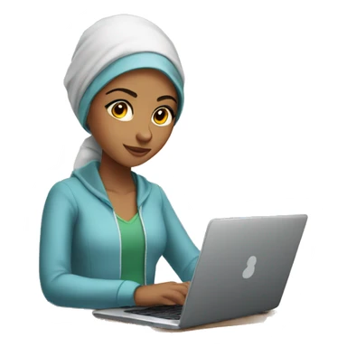 a moroccan young adult girl working on her laptop sticker
