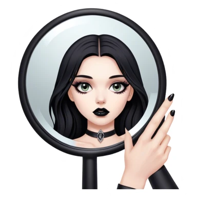 Hyper Realistic Goth victoria secret model looking into a handheld mirror  sticker