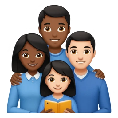 Couple of married man and woman with one kid teenager on the middle with black hair sticker