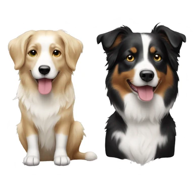 Blonde girl and black and white Australian shepherd sticker