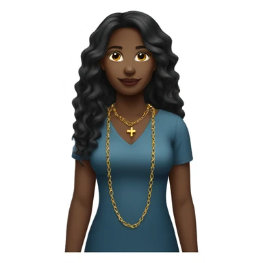 Full body christian black female long wavy with cross necklace  sticker