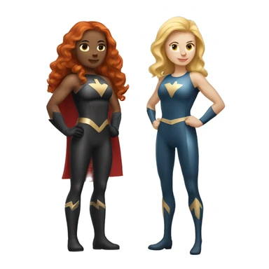 Superhero Duo Caucasian redhead female and  Caucasian blonde female sticker
