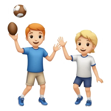 two children playing catch, one throwing and one catching a ball, happy and playful sticker