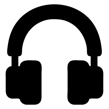brown headphones, solid filled icon style, bold and recognizable sticker
