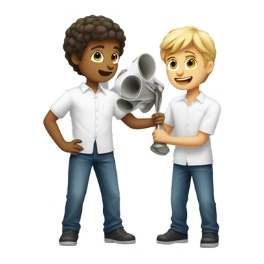 boys in white shirts holding melophones sticker