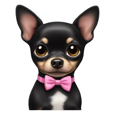 black chihuahua with a pink bow tie sticker