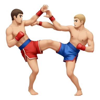 An icon symbolizing Sambo, featuring two fighters in blue and red kimonos with shorts and wrestling shoes. One executes a powerful throw, while the other attempts a defensive grab. The fighters are engaged in a grapple, using joint locks and sweeps.  sticker