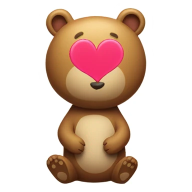 Bear with thought bubble next to head with a bunny inside and hearts sticker