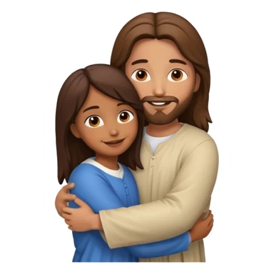 Jesus hugs a brown girl sticker