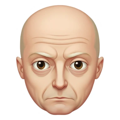 Steven Miller, Trump advisor, bald, grim expression, narrow face, sagging eyelids drooping more on the outside, bottom lip sticking out sticker