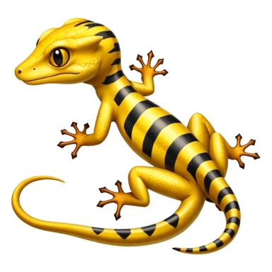 Yellow black-striped golden shiny gecko-Salandit-Sergal-Genet-Pokémon-Fakémon-hybrid  sticker