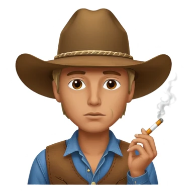 Serious guy with a cowboy hat smoking sticker