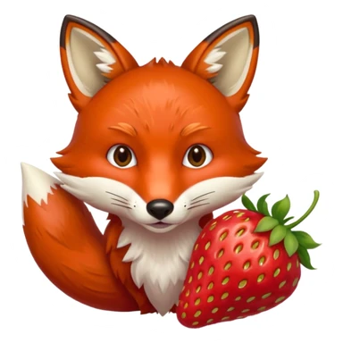 fox eating strawberries sticker